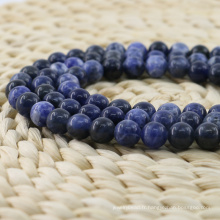 L-0130 naturel bleu sodalite spot Jasper perles rondes de pierres précieuses pour la fabrication de collier